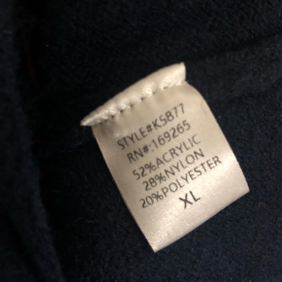 Dark Navy Blue and‎ red bow embroidered chunky knit cardigan size XL new - Picture 11 of 11